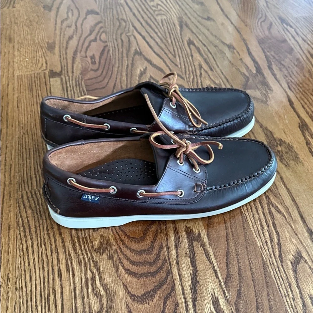 J. Crew Dark Brown Leather Boat Shoes Brand new without box size 12